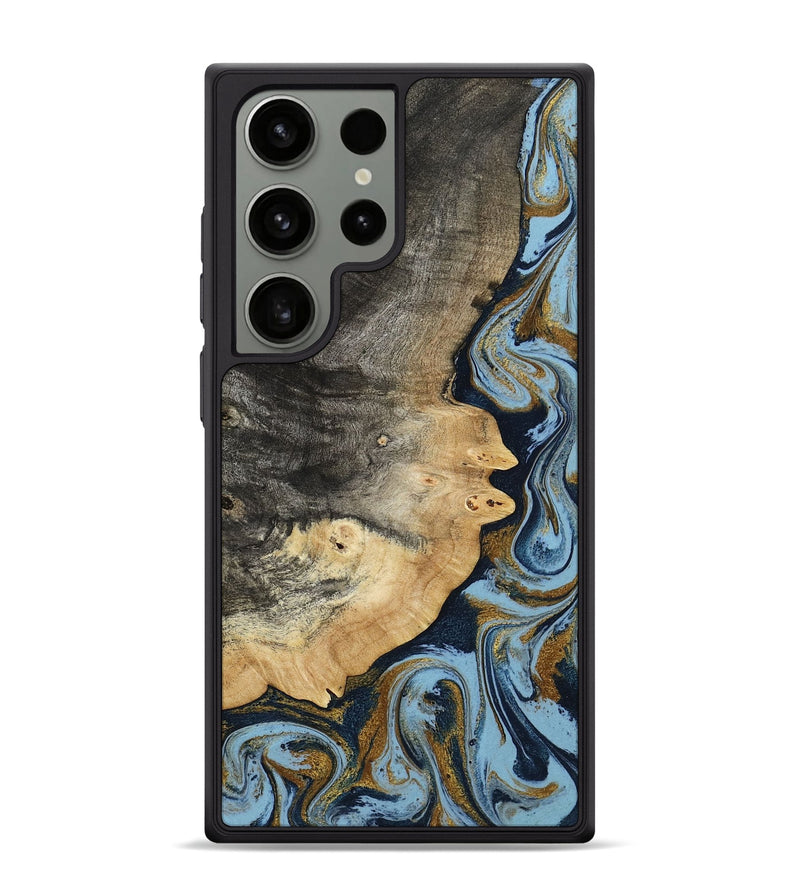 Galaxy S24 Ultra Wood Phone Case - Letha (Teal & Gold, 800458)