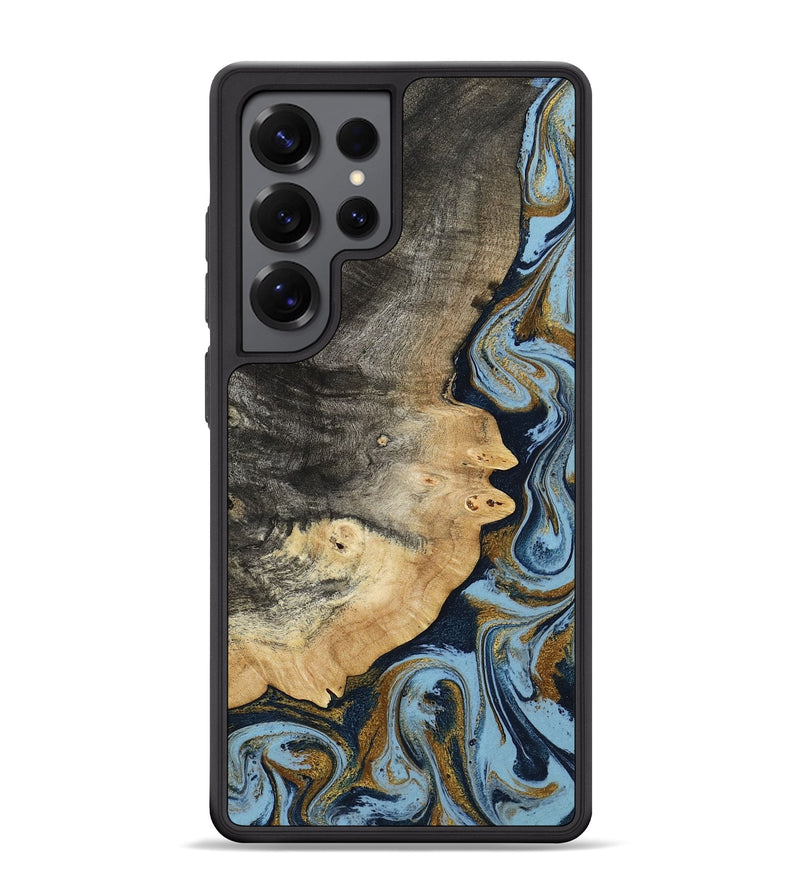 Galaxy S25 Ultra Wood Phone Case - Letha (Teal & Gold, 800458)