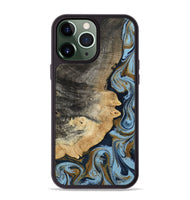 iPhone 13 Pro Max Wood Phone Case - Letha (Teal & Gold, 800458)