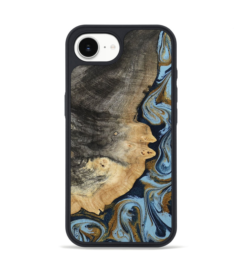 iPhone 16e Wood Phone Case - Letha (Teal & Gold, 800458)