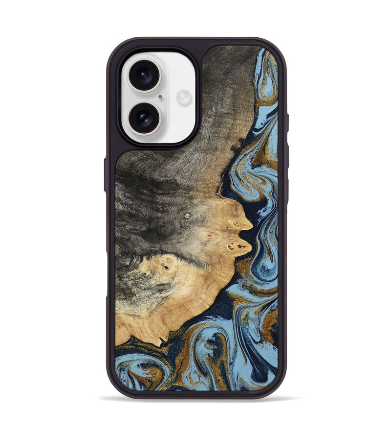 iPhone 17 Wood Phone Case - Letha (Teal & Gold, 800458)