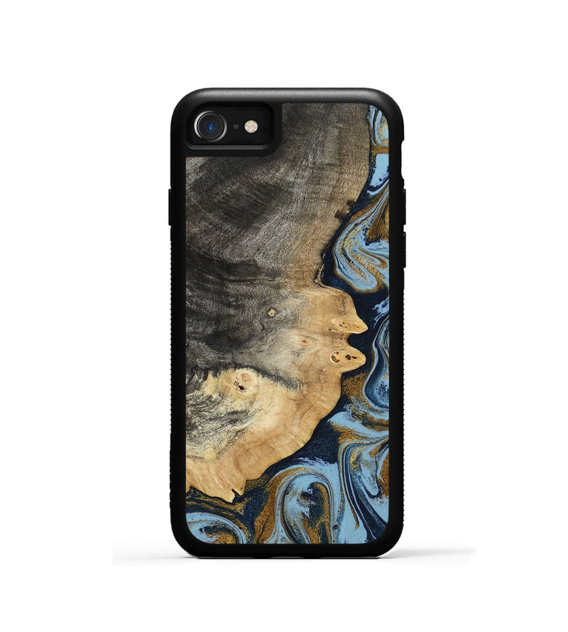 iPhone SE Wood Phone Case - Letha (Teal & Gold, 800458)