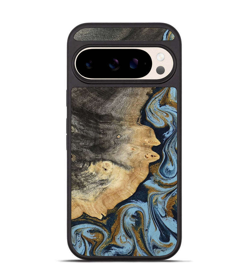 Pixel 10 Wood Phone Case - Letha (Teal & Gold, 800458)