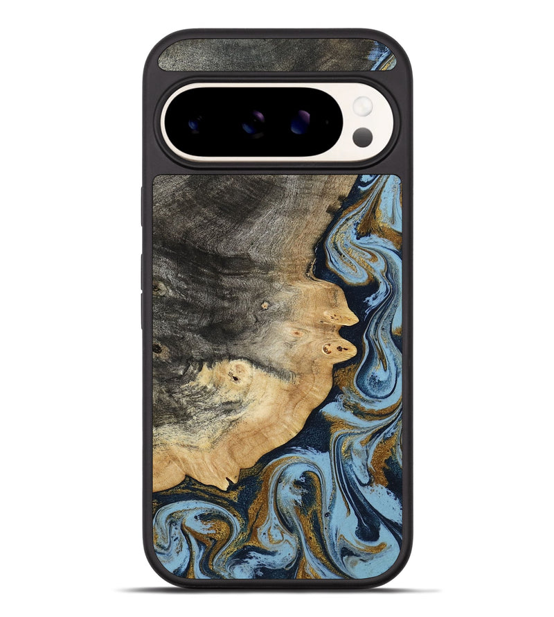 Pixel 9 Pro XL Wood Phone Case - Letha (Teal & Gold, 800458)