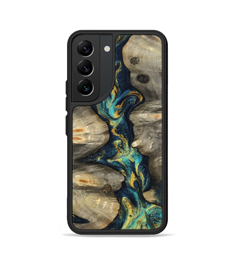 Galaxy S22 Wood Phone Case - Syreeta (Teal & Gold, 800459)