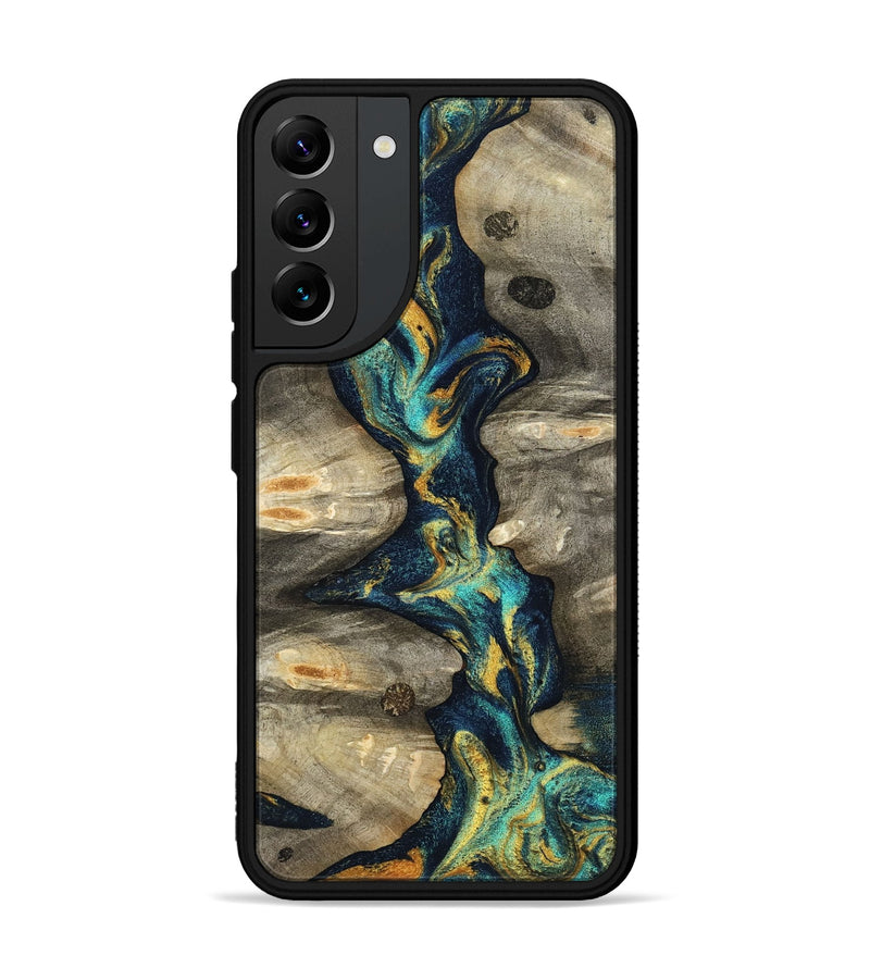 Galaxy S22 Plus Wood Phone Case - Syreeta (Teal & Gold, 800459)
