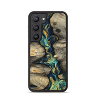 Galaxy S23 Wood Phone Case - Syreeta (Teal & Gold, 800459)