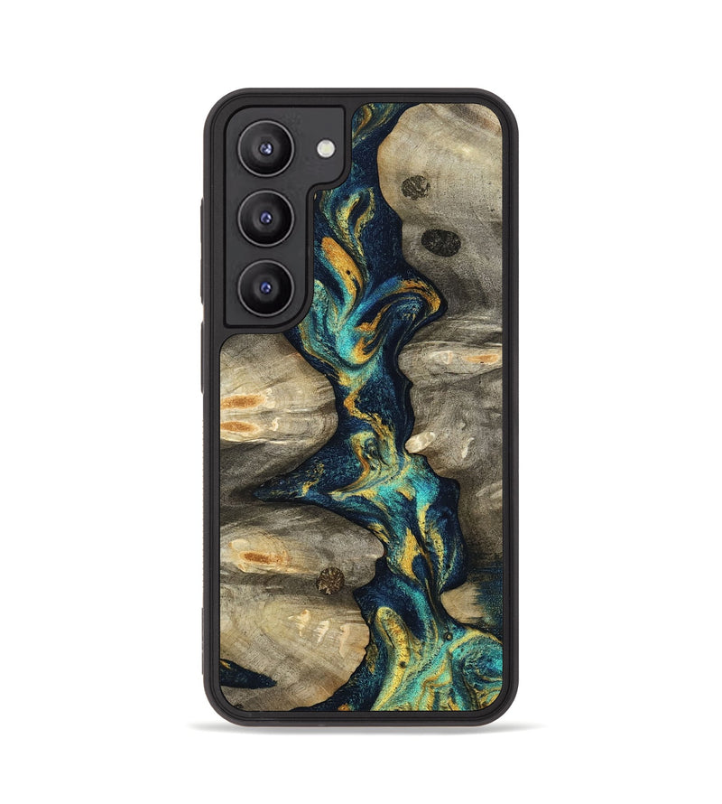 Galaxy S23 Wood Phone Case - Syreeta (Teal & Gold, 800459)