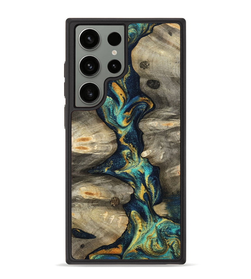 Galaxy S23 Ultra Wood Phone Case - Syreeta (Teal & Gold, 800459)