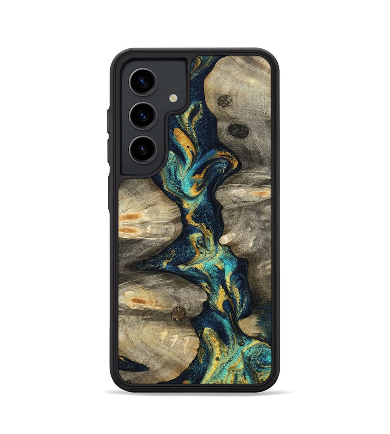Galaxy S24 Wood Phone Case - Syreeta (Teal & Gold, 800459)