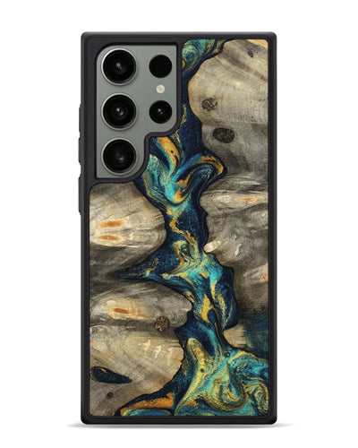 Galaxy S24 Ultra Wood Phone Case - Syreeta (Teal & Gold, 800459)