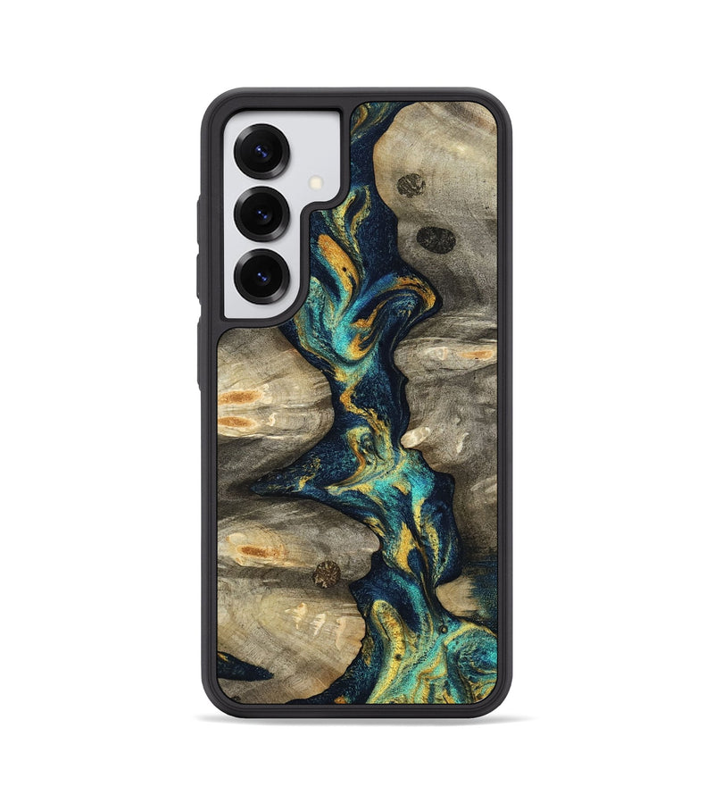 Galaxy S25 Wood Phone Case - Syreeta (Teal & Gold, 800459)