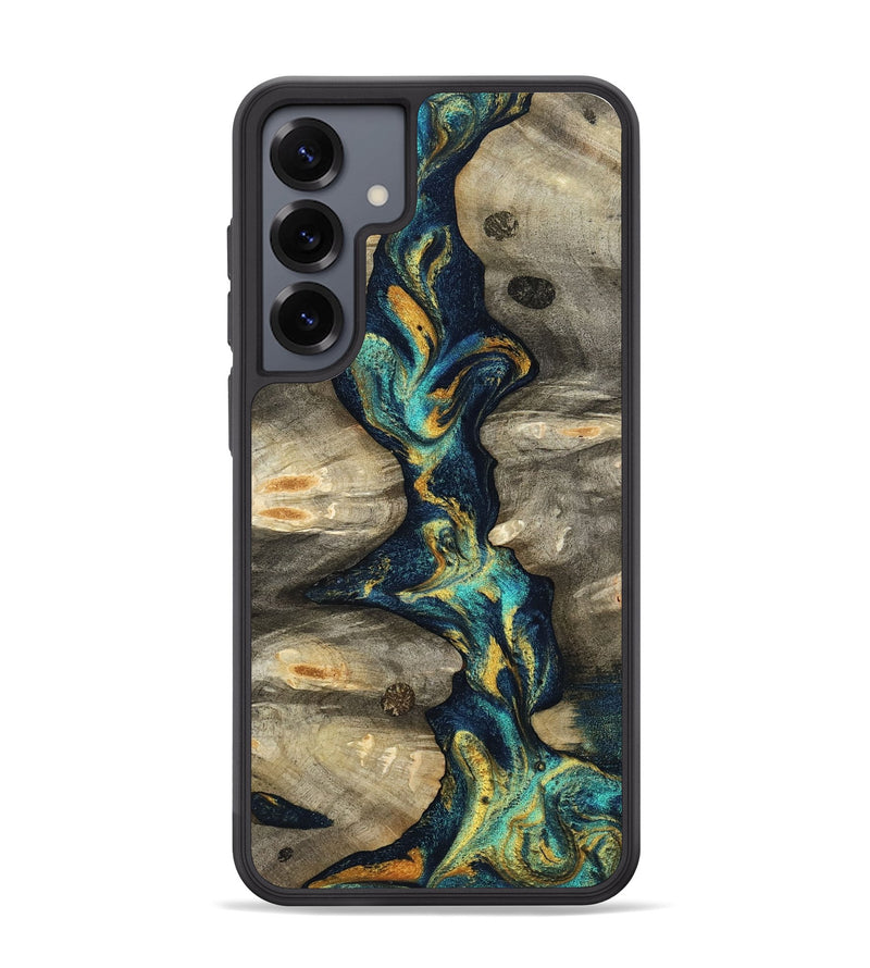 Galaxy S25 Plus Wood Phone Case - Syreeta (Teal & Gold, 800459)