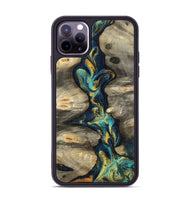 iPhone 11 Pro Max Wood Phone Case - Syreeta (Teal & Gold, 800459)