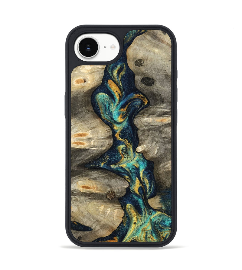 iPhone 16e Wood Phone Case - Syreeta (Teal & Gold, 800459)