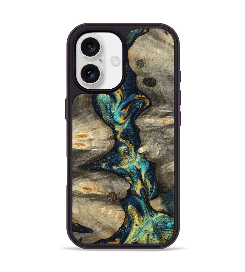 iPhone 17 Wood Phone Case - Syreeta (Teal & Gold, 800459)