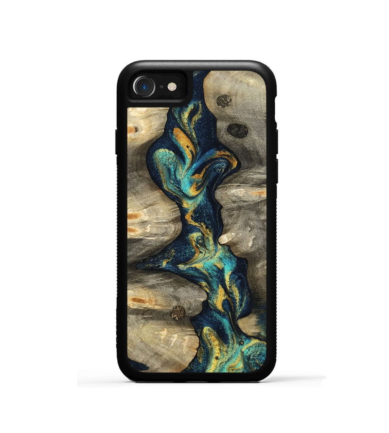 iPhone SE Wood Phone Case - Syreeta (Teal & Gold, 800459)