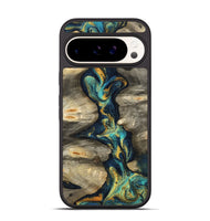 Pixel 9 Wood Phone Case - Syreeta (Teal & Gold, 800459)