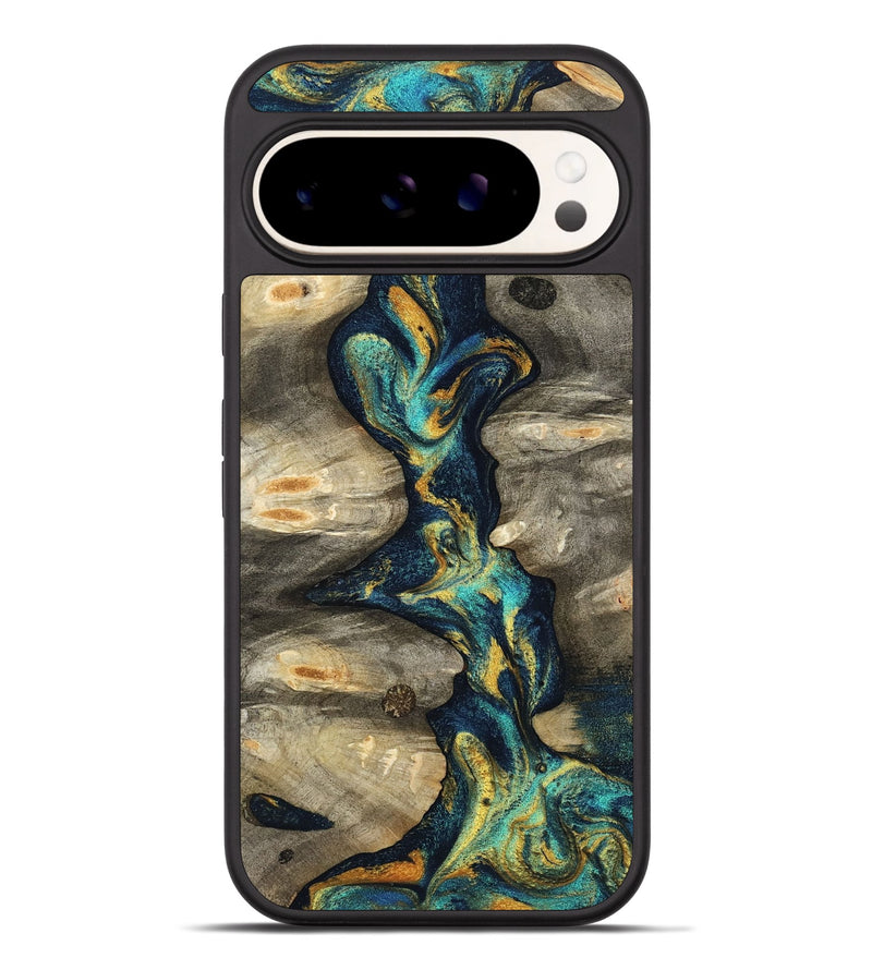 Pixel 9 Pro XL Wood Phone Case - Syreeta (Teal & Gold, 800459)