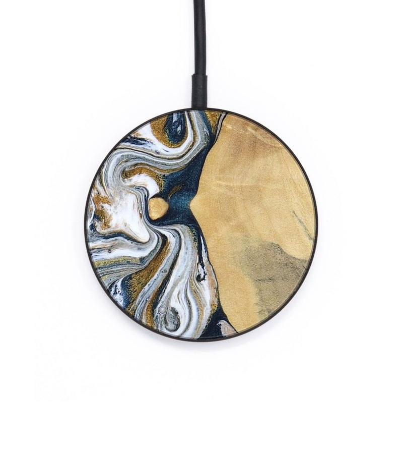 Circle Wood Wireless Charger - Jaeden (Teal & Gold, 800460)