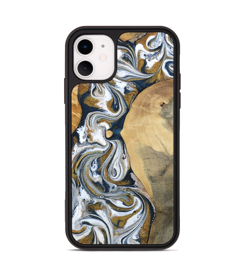 iPhone 11 Wood Phone Case - Jaeden (Teal & Gold, 800460)