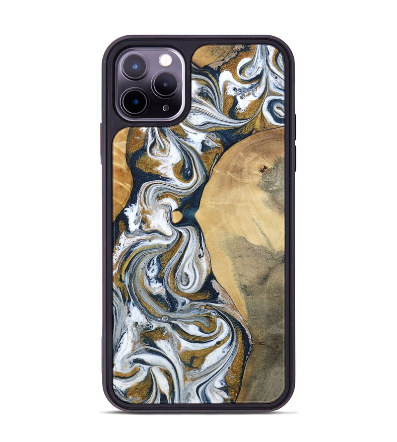 iPhone 11 Pro Max Wood Phone Case - Jaeden (Teal & Gold, 800460)