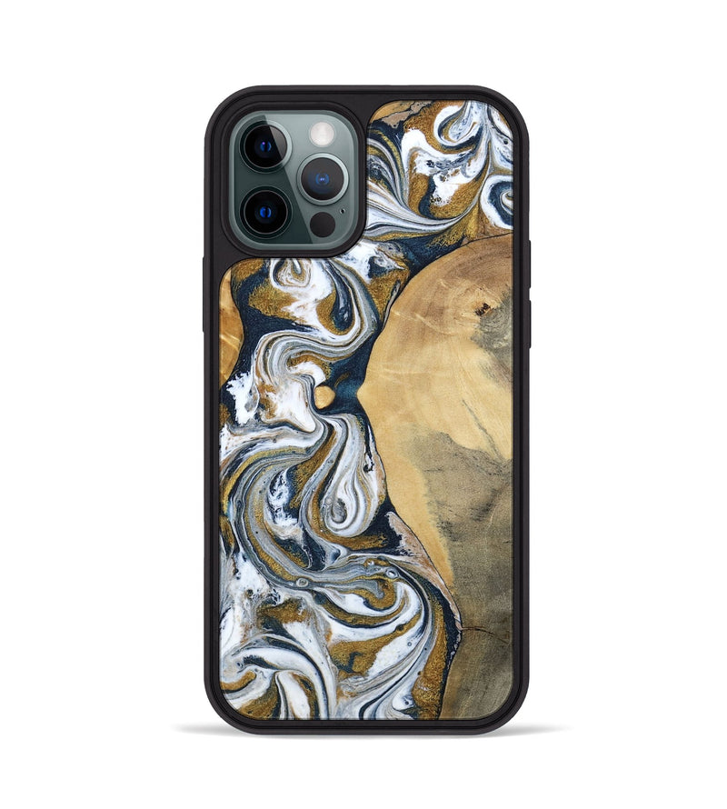 iPhone 12 Pro Wood Phone Case - Jaeden (Teal & Gold, 800460)