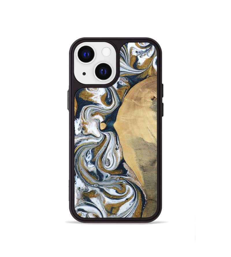 iPhone 13 mini Wood Phone Case - Jaeden (Teal & Gold, 800460)