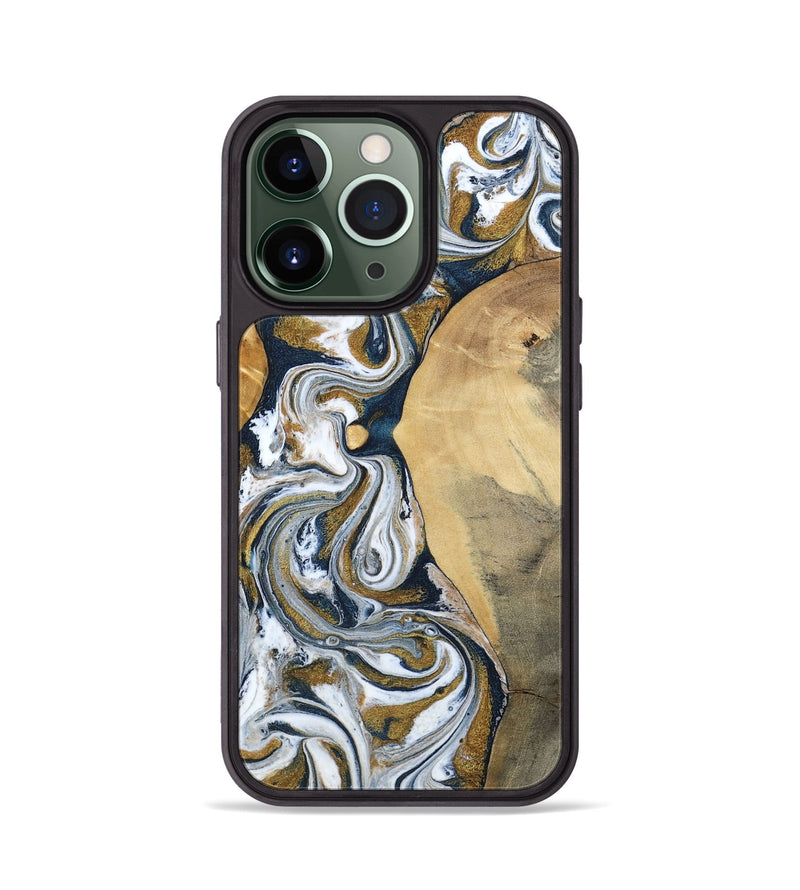 iPhone 13 Pro Wood Phone Case - Jaeden (Teal & Gold, 800460)