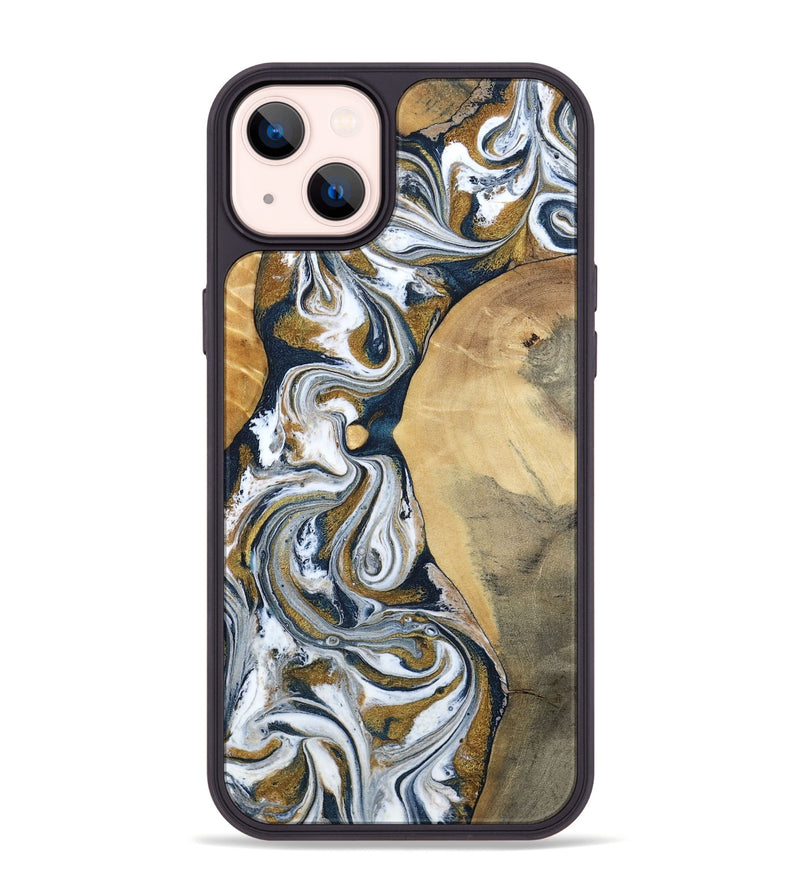 iPhone 14 Plus Wood Phone Case - Jaeden (Teal & Gold, 800460)
