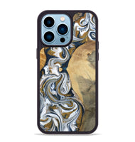 iPhone 14 Pro Max Wood Phone Case - Jaeden (Teal & Gold, 800460)