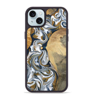 iPhone 15 Plus Wood Phone Case - Jaeden (Teal & Gold, 800460)