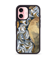 iPhone 16 Wood Phone Case - Jaeden (Teal & Gold, 800460)