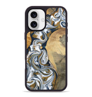 iPhone 16 Plus Wood Phone Case - Jaeden (Teal & Gold, 800460)