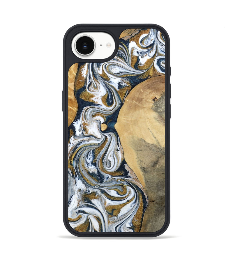 iPhone 16e Wood Phone Case - Jaeden (Teal & Gold, 800460)