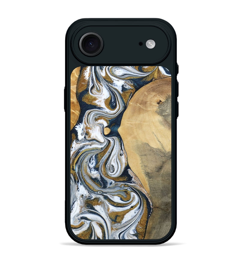 iPhone 17 Air Wood Phone Case - Jaeden (Teal & Gold, 800460)