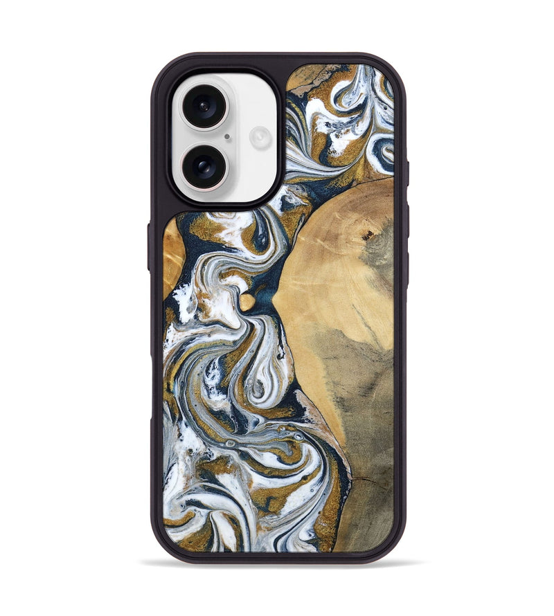 iPhone 17 Wood Phone Case - Jaeden (Teal & Gold, 800460)