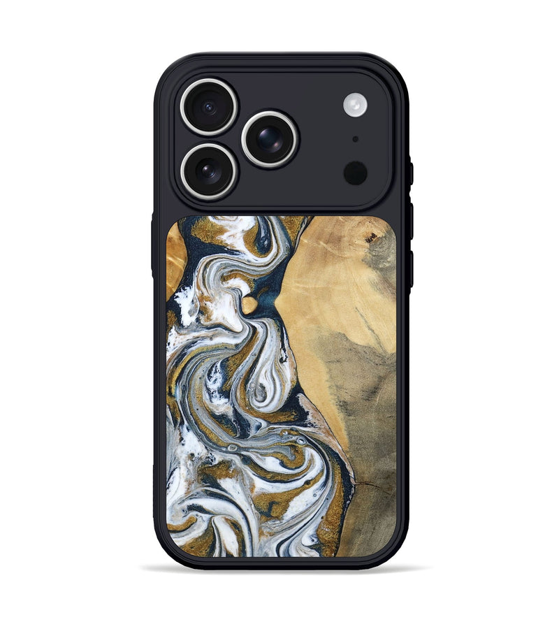 iPhone 17 Pro Wood Phone Case - Jaeden (Teal & Gold, 800460)