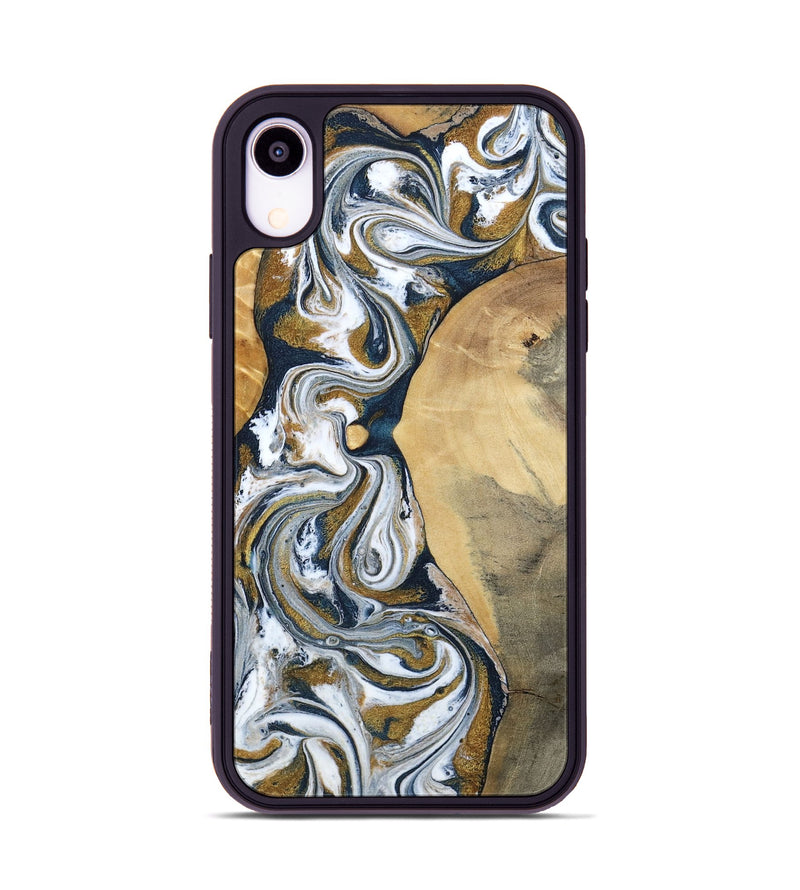 iPhone Xr Wood Phone Case - Jaeden (Teal & Gold, 800460)