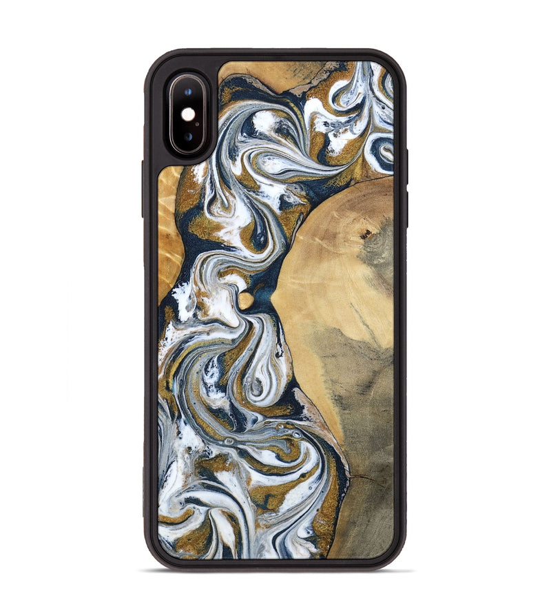 iPhone Xs Max Wood Phone Case - Jaeden (Teal & Gold, 800460)