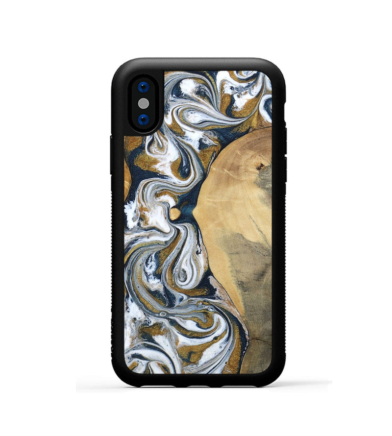 iPhone Xs Wood Phone Case - Jaeden (Teal & Gold, 800460)