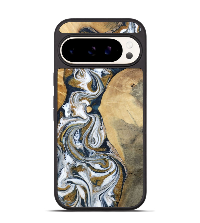 Pixel 9 Pro Wood Phone Case - Jaeden (Teal & Gold, 800460)