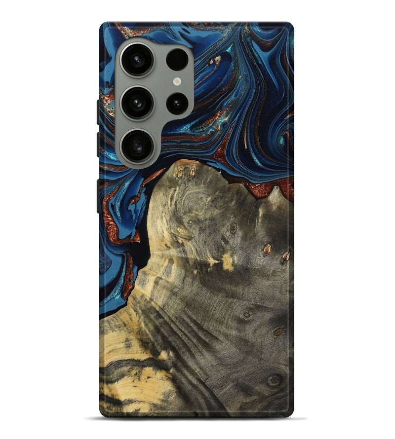 Galaxy S24 Ultra Wood Live Edge Phone Case - Zora (Teal & Gold, 800481)
