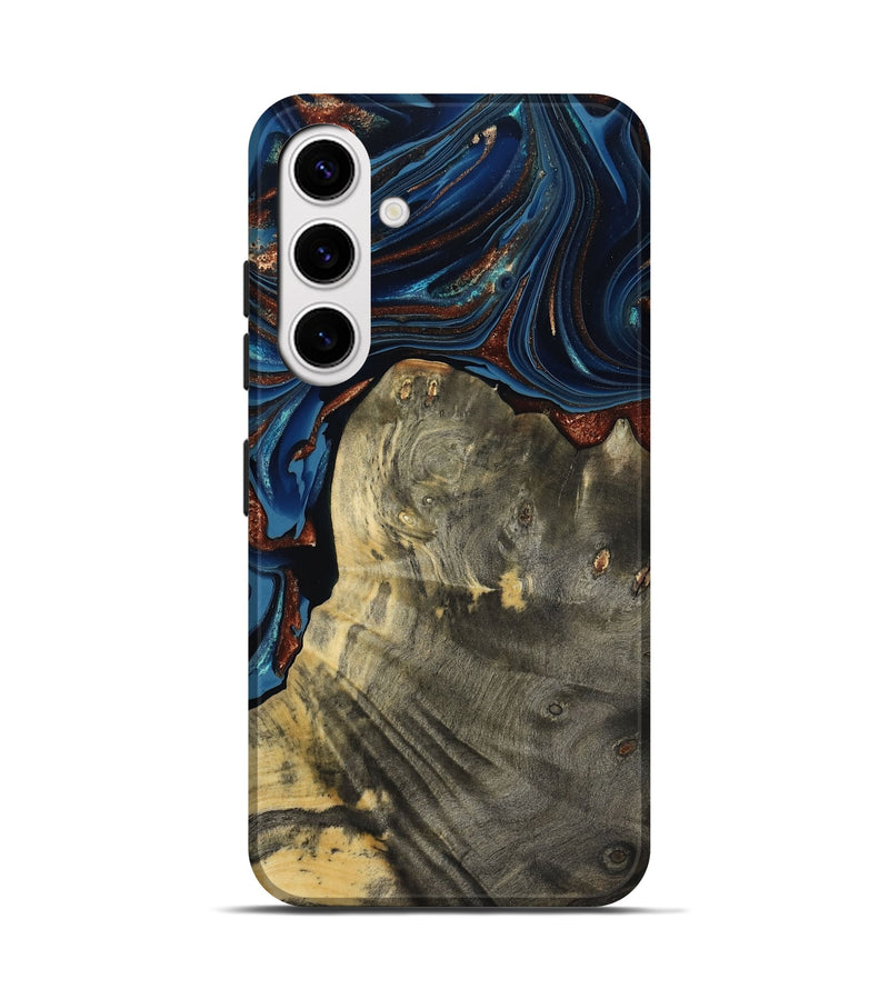 Galaxy S25 Wood Live Edge Phone Case - Zora (Teal & Gold, 800481)