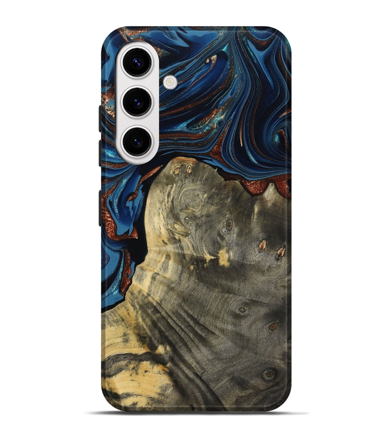 Galaxy S25 Plus Wood Live Edge Phone Case - Zora (Teal & Gold, 800481)
