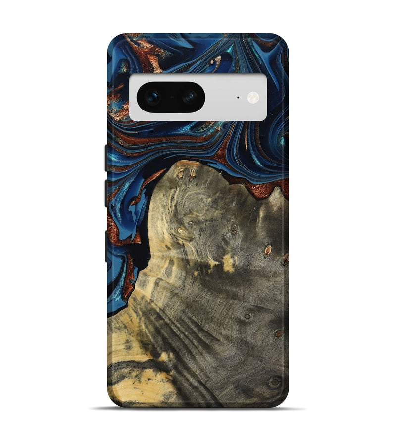 Pixel 7 Wood Live Edge Phone Case - Zora (Teal & Gold, 800481)