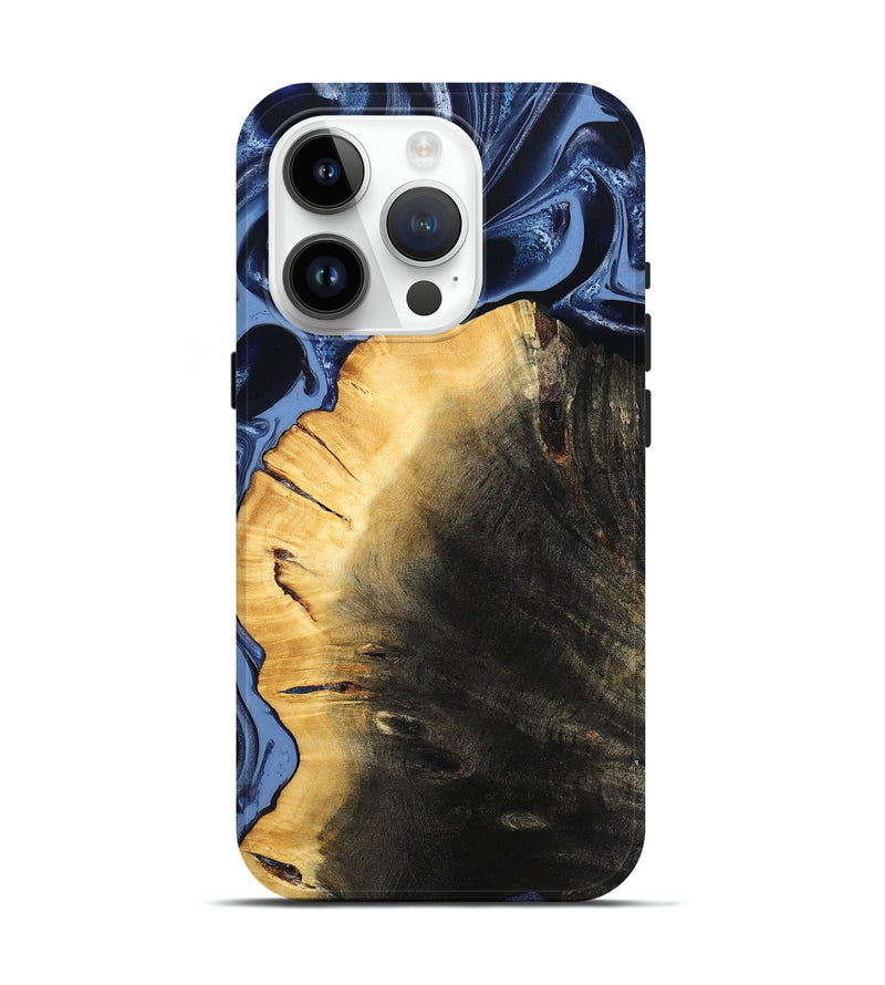 iPhone 15 Pro Wood Live Edge Phone Case - Tripp (Blue, 800482)