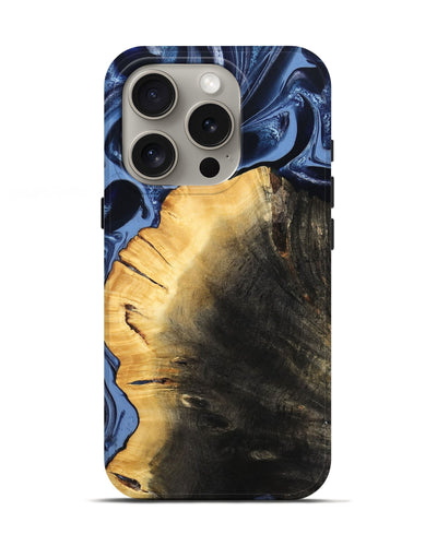 iPhone 16 Pro Wood Live Edge Phone Case - Tripp (Blue, 800482)