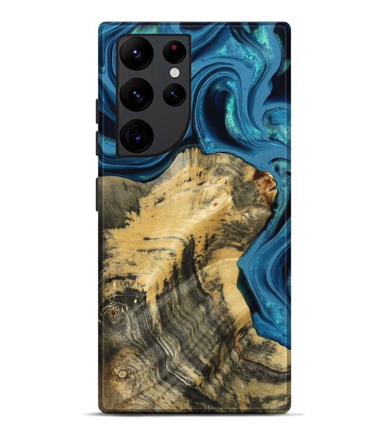 Galaxy S22 Ultra Wood Live Edge Phone Case - Abigale (Blue, 800485)