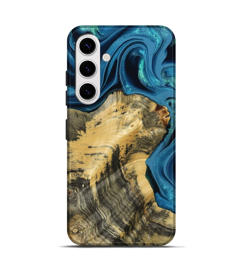 Galaxy S25 Wood Live Edge Phone Case - Abigale (Blue, 800485)